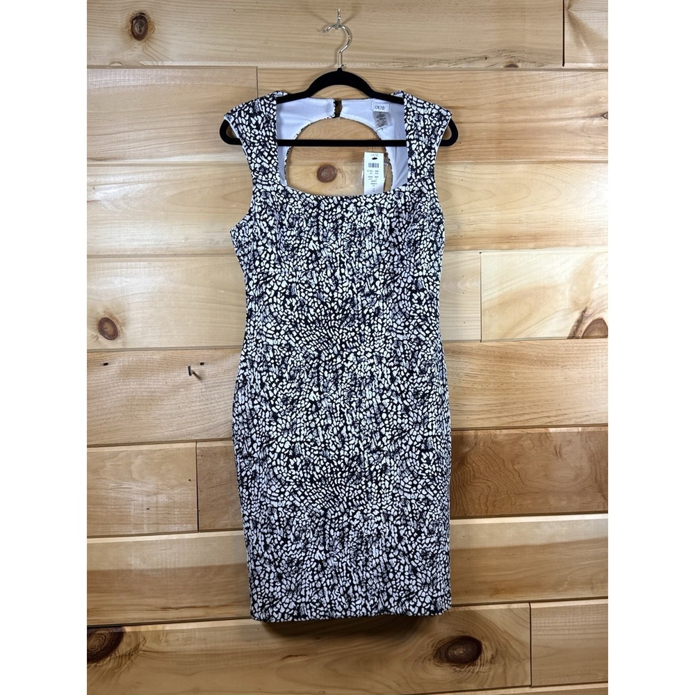 Cache black and white patterned sheath dress‎ Women's 10 NWT